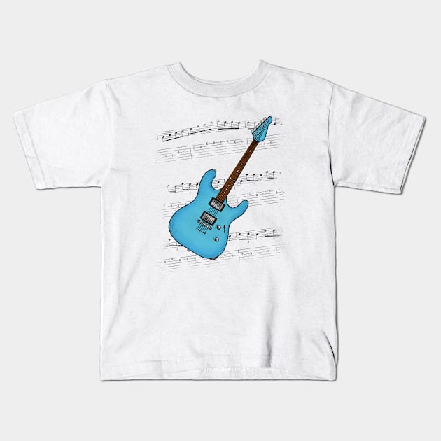 Guitar Tab Electric Guitarist Music Notation Musician (Blue) Kids T-Shirt by doodlerob